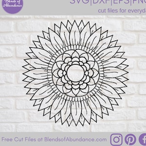 Sunflower Mandala SVG - Zentangle Art SVG - Flower Svg - Coloring Page - Floral Svg - Svg Cricut File - Png - T-Shirt SVG - Pillow Svg