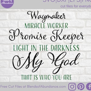 Waymaker SVG - Anbetung SVG - inspirierende Svg - Anbetung T-Shirt SVG - Glaube Svg - Christian Svg - Wunderarbeiter Svg - Versprechen Keeper Svg