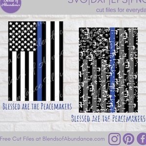 Police Flag SVG - Grunge Flag Svg - Thin Blue Line Flag Svg - American Flag Svg - Blue Line Flag Svg - Distressed Flag - Police Officer Gift