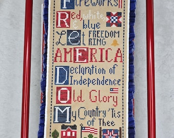 Patrón de punto de cruz Freedom en PDF diseñado por Angela Koyles en From Dusk to Dawn Designs