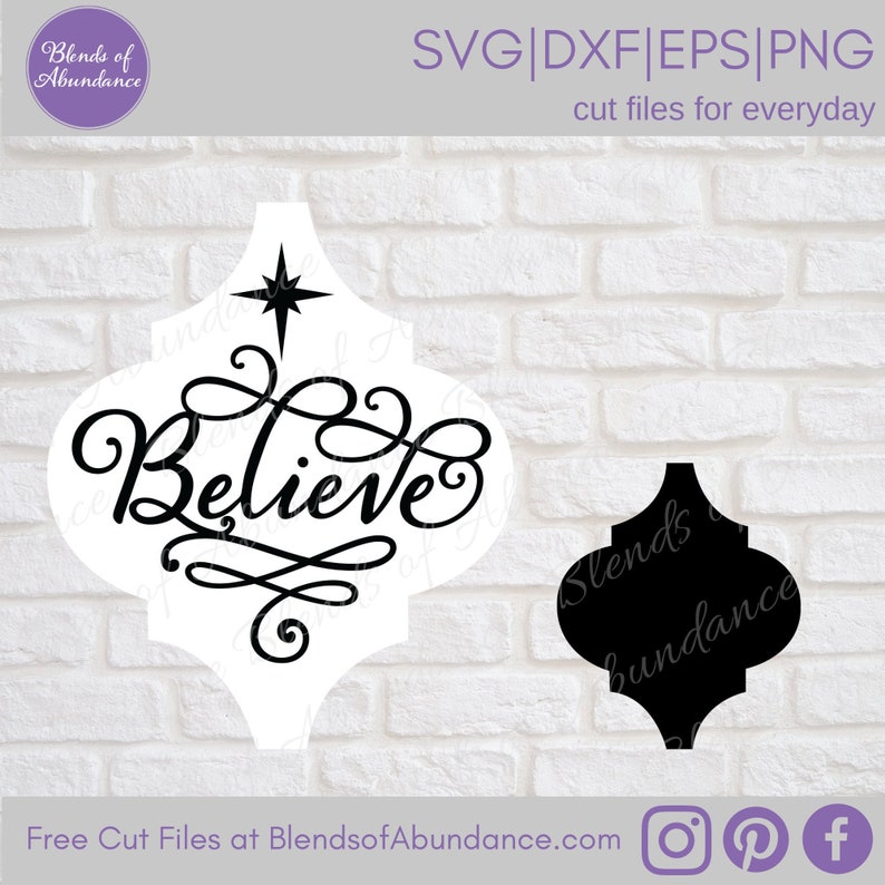 Believe Tile Ornament Svg Tile Ornament Svg Tile Ornament Etsy