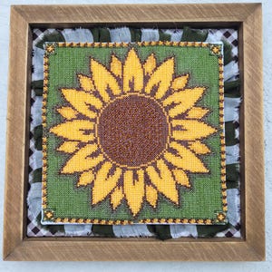 Beaded Sunflower Cross Stitch Pattern PDF designed by Angela Koyles at From Dusk to Dawn Designs