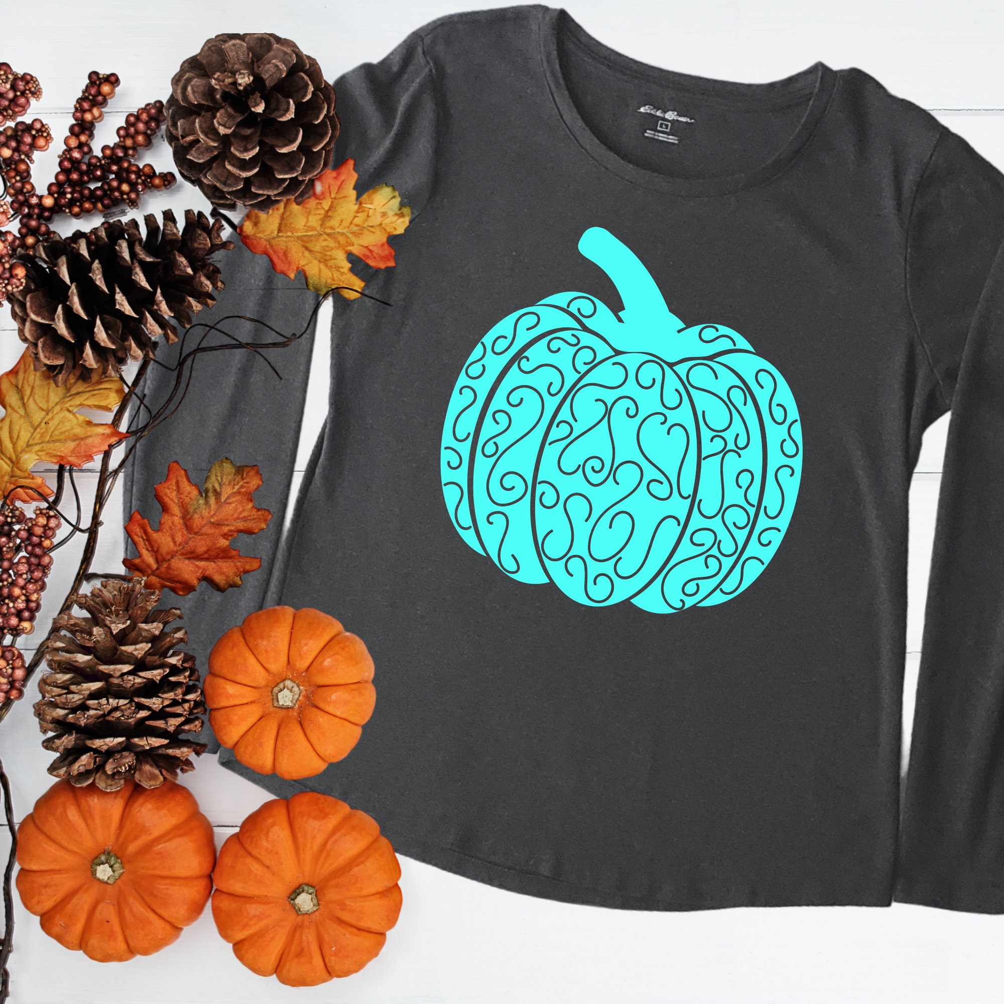 Pumpkin Swirl SVG Pumpkin With Flourish SVG Autumn Decor | Etsy