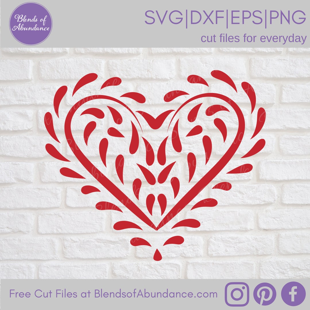 Heart SVG Heart Drops SVG Heart Flourish Svg Valentine - Etsy