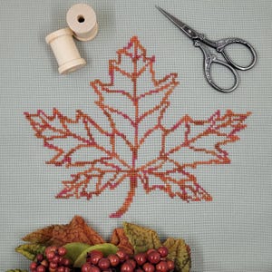 Maple Leaf Cross Stitch Pattern PDF designed by Angela Koyles at From Dusk to Dawn Designs