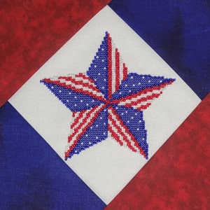 Patriotic Star Cross Stitch Pattern PDF designed by Angela Koyles at From Dusk to Dawn Designs