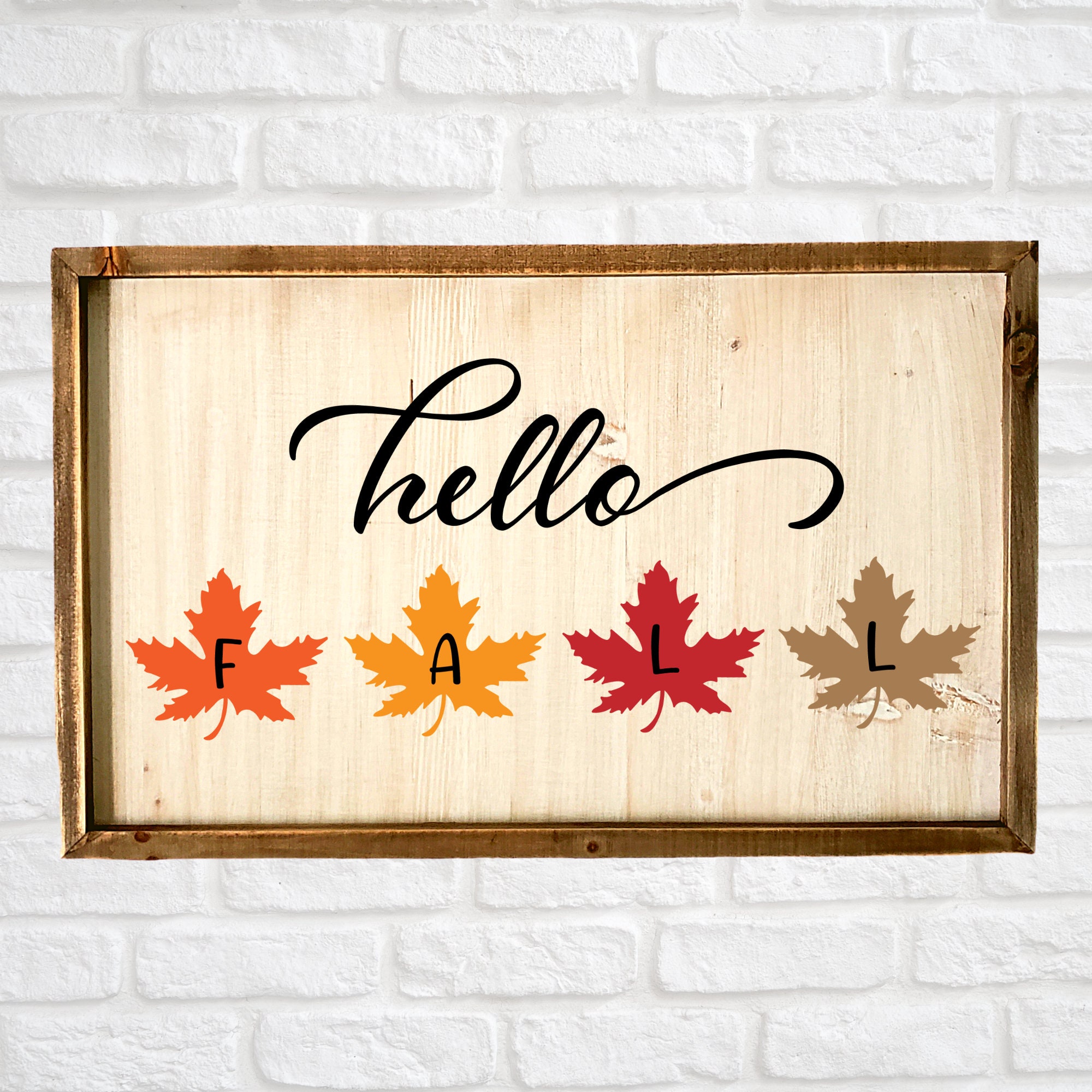 Hello Fall Leaves SVG Fall Leaves Pillow SVG Autumn Sign | Etsy