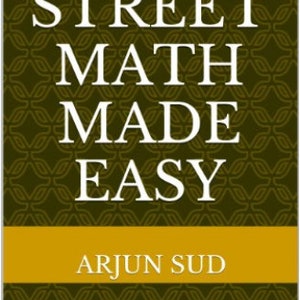 Pode incluir: Capa de livro com fundo verde e uma faixa dourada. O título é "Wall Street Math Made Easy" em texto branco. O autor é "Arjun Sud" em texto branco. O subtítulo é "Entendendo Black-Scholes e precificação de opções" em texto branco.