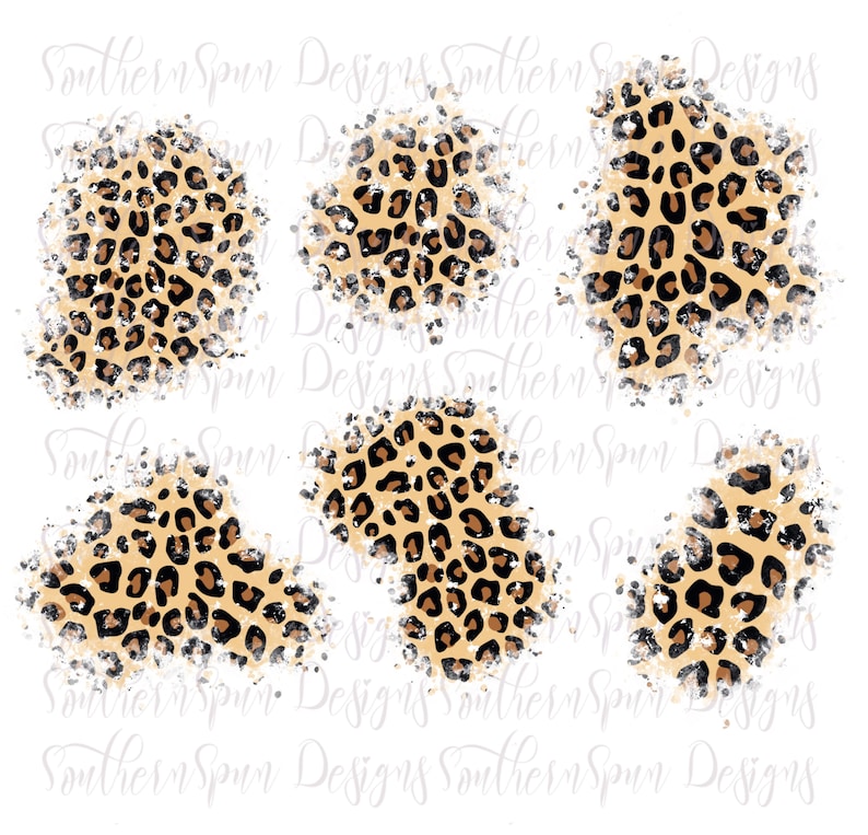 Distressed Leopard Print Sublimation Patches PNG | Instant Download 