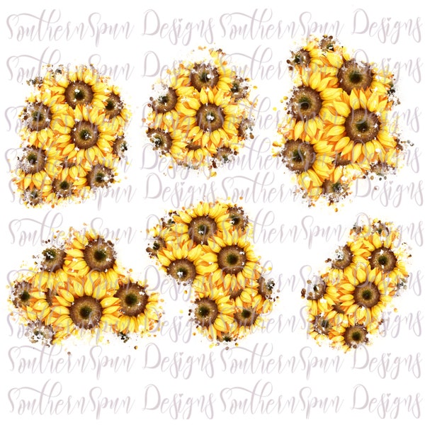 Distressed Sunflower Sublimation Bleach Patches PNG | Instant Download