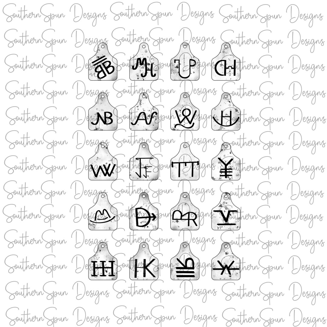 Western Brand Cattle Tag Digital Design sublimation Instant Download Etsy