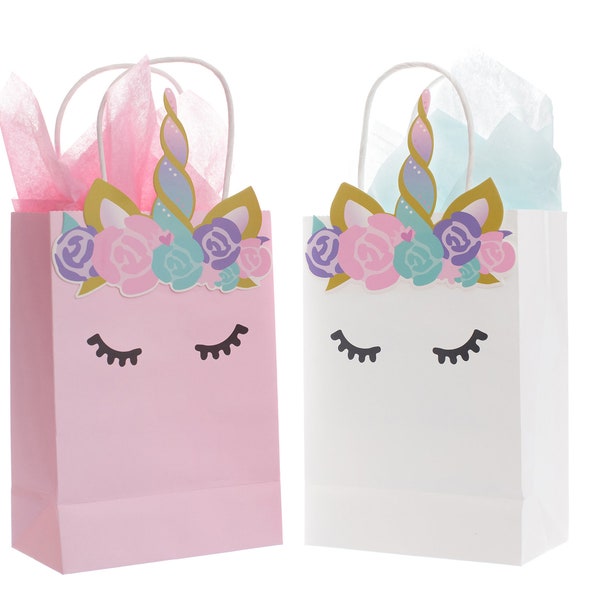 Unicorn Party Bags for Favors, Gifts and Goodies (Set of 15) - Handcrafted & Super Cute!