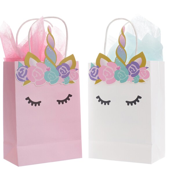 Unique Party Princess & Unicorn Party Bags – 9.06x7.09 Inch Paper Gift Bags For Birthday Parties