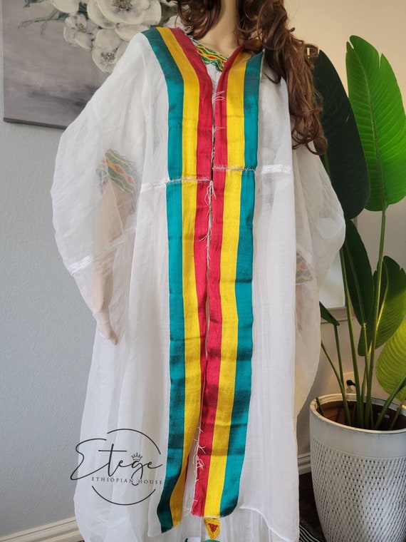 Châle & écharpe Robe habesha Éthiopiens et érythréens Netela vêtements traditionnels 