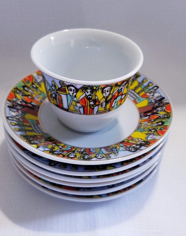6 Caps and 6 Saucers Ethiopian Traditional Coffee Cup Set of 6 Caps and 6 Saucers Ethiopian Traditional Coffee Cup Set of