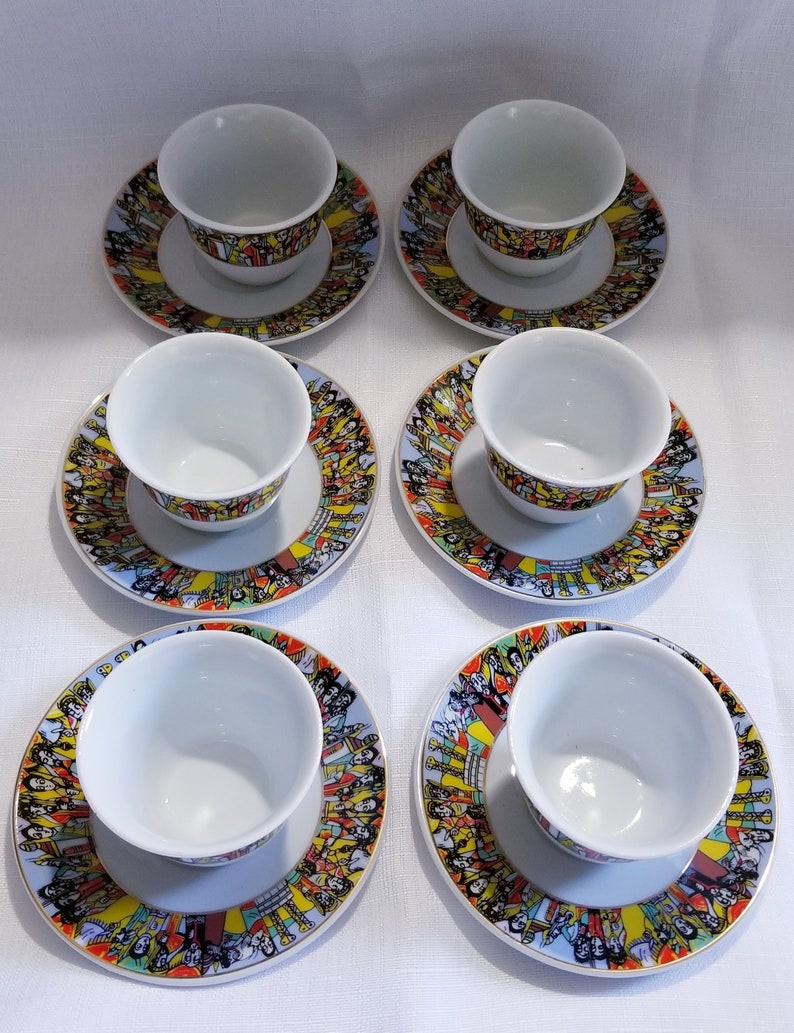 6 Caps and 6 Saucers Ethiopian Traditional Coffee Cup Set of 6 Caps and 6 Saucers Ethiopian Traditional Coffee Cup Set of