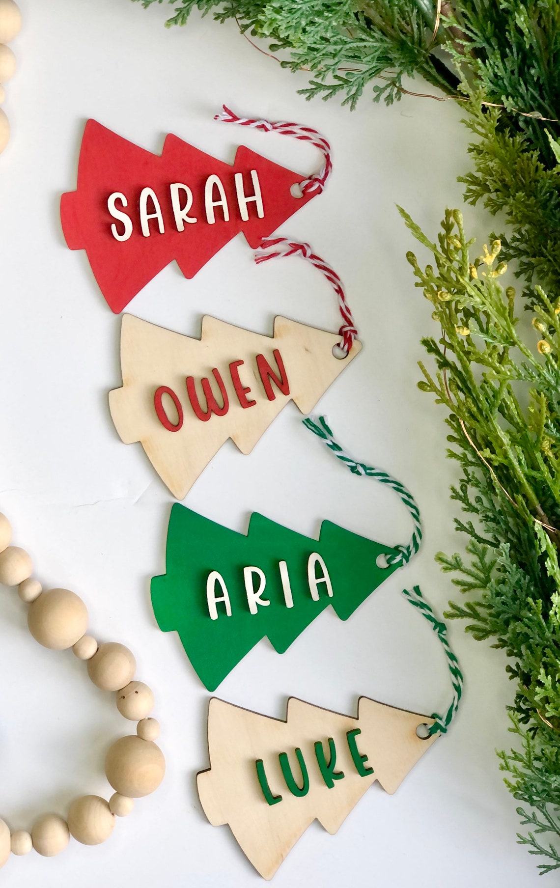 Personalized Tree Name Tag Wooden Christmas Name Tags Etsy