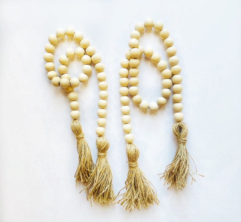 Fall Decor Holiday Decor Small Natural Wood Bead Garland Home Decor Farmhouse Decor