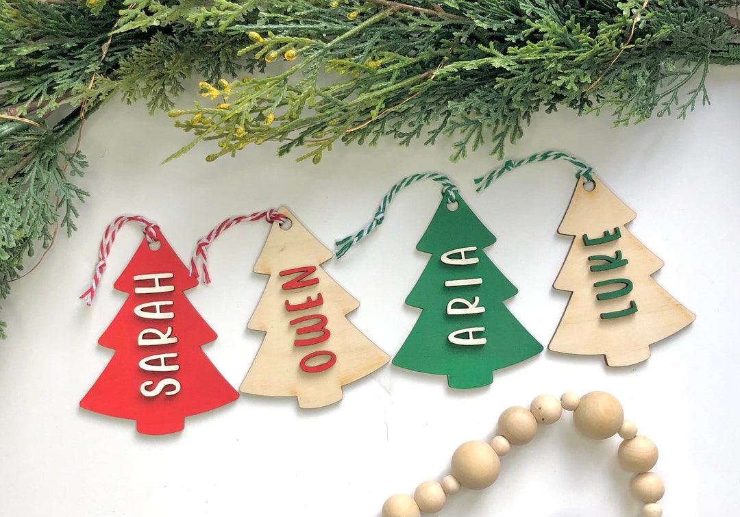 Personalized Tree Name Tag Wooden Christmas Name Tags Etsy