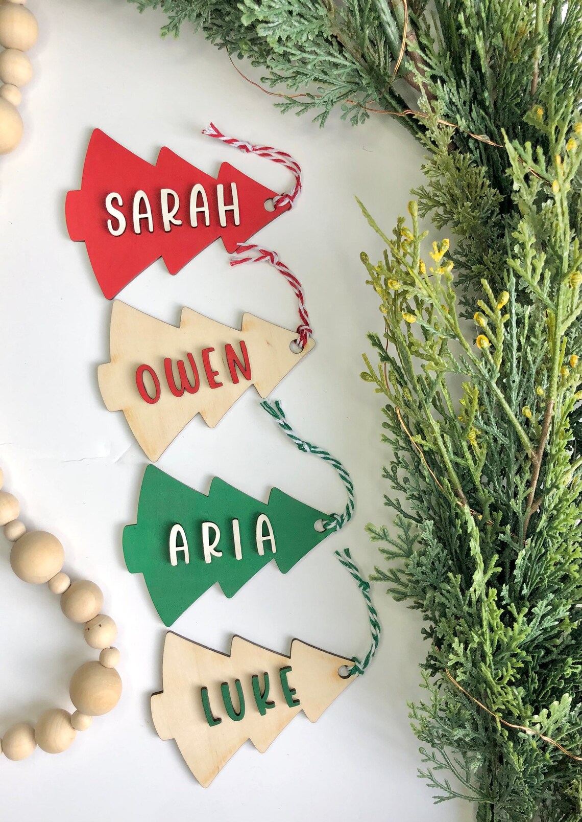 Personalized Tree Name Tag Wooden Christmas Name Tags Etsy