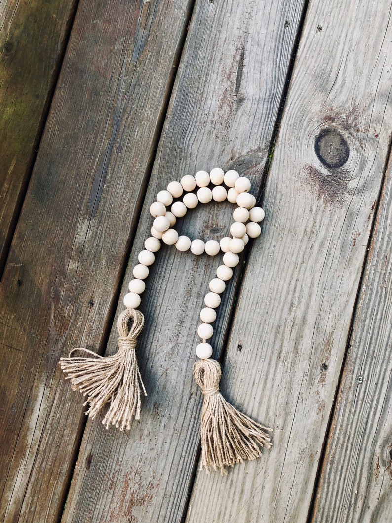 Fall Decor Holiday Decor Small Natural Wood Bead Garland Home Decor Farmhouse Decor