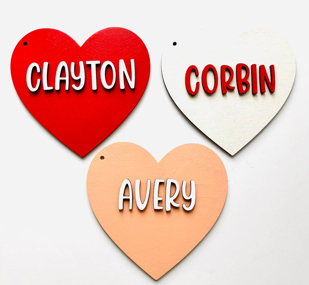 Valentines Day Name Tags Wooden Heart Name Tags Etsy