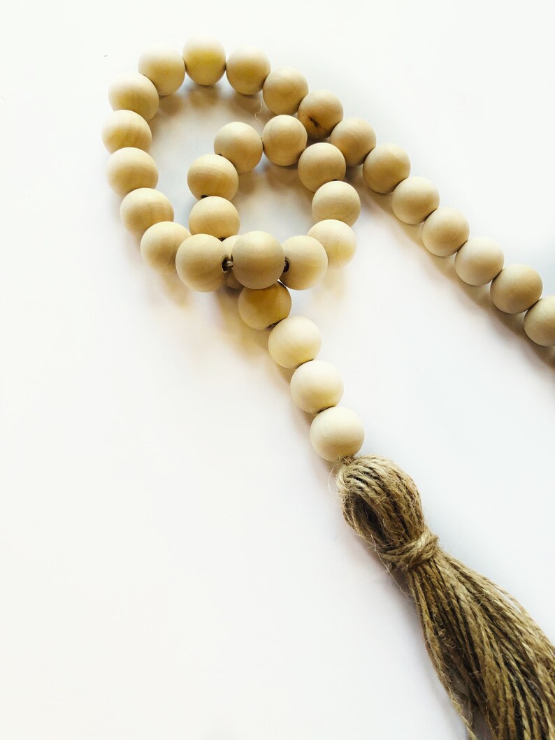 Fall Decor Holiday Decor Small Natural Wood Bead Garland Home Decor Farmhouse Decor