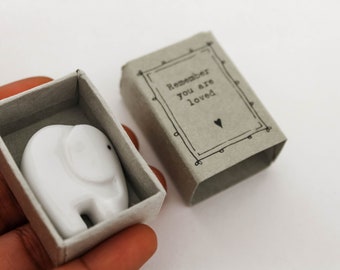 Porcelain Elephant Matchbox Gift - Remember You Are Loved - Gift For Friend - Friendship Gifts - East Of India