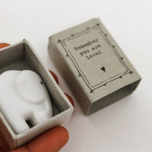 Porcelain Elephant Matchbox Gift - Remember You Are Loved - Gift For Friend - Friendship Gifts - East Of India