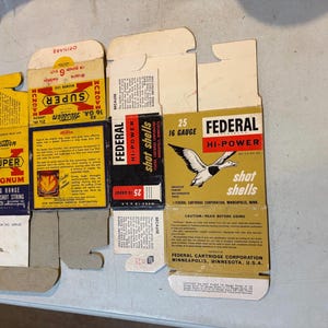 2 Vintage Empty 16 gauge Shotgun Shell Boxes Western Super-X and Federal Mallard
