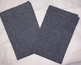 NEW Handmade LINEN Blend Kitchen Dish Cloth Unpaper Towels Set of Two 26"X21" Rustic Denim Blue Color Farmhouse Look