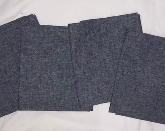 NEW Handmade Linen Blend Dinner Lucn Tea Napkins Dish Kitchen Towels SET of 4 Four 21" X 16" Denim Blue RUSTIC Farmhouse Look