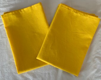 NEW Unpaper Handmade LINEN Blend Large Kitchen Dish Cloth Towels SET of 2 Two 27" X 20" Sunny Bright Yellow Color Unique Farmhouse Look