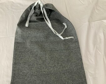 NEW Handmade Unplastic Linen Blend Large 13.5" X 21” Bread Storage Kitchen BAG Checks in Dark Grey Eco Friendly Perfect Mother's Day Gift