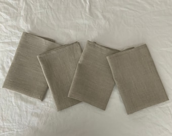 Handmade Unpaper NEW 100% Linen TEA Dinner Lunch Cloth Napkins SET of 4 Handmade 16"X 16" Rustic Natural Beige Farmhouse Look
