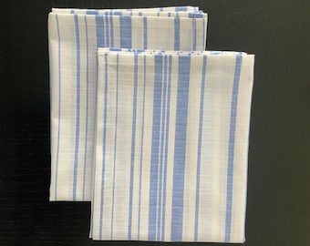 Handmade NEW 100% Cotton Beautiful Cottage Stripe French Blue Dish Cloth Kitchen Towels Size 27" X 16.6" Set of Two Rustic Look