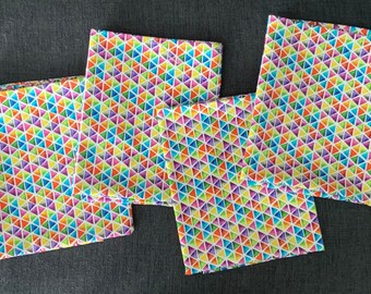 NEW Unpaper Handmade 100% Cotton large Dinner or Lunch Napkins SET of 4 Size 20" X 17" Bright Multicolor BOHO Art Deco Pattern Very Unique