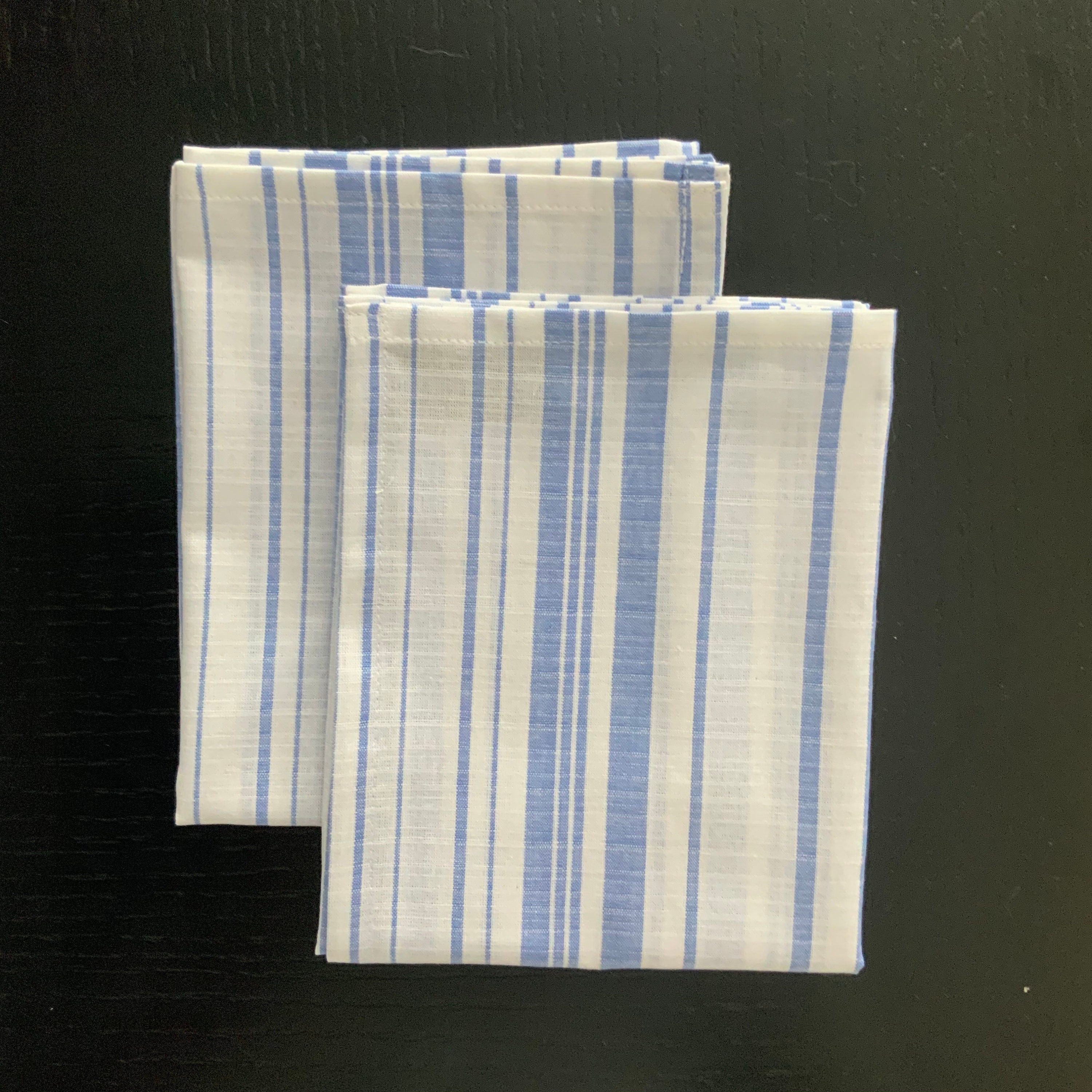 Handmade NEW 100% Cotton Beautiful Cottage Stripe French Blue Dish Cloth  Kitchen Towels Size 27 X 16.6 Set of Two Rustic Look 