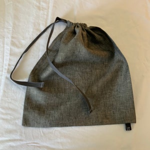 NEW Handmade 100% Linen Unplastic Large Cloth Bread or Storage or Pasta Kitchen Bag in Rustic Gray Brown Color