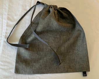 NEW Handmade 100% Linen Unplastic Large Cloth Bread or Storage or Pasta Kitchen Bag in Rustic Gray Brown Color