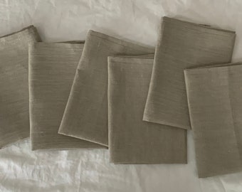 Handmade Unpaper NEW 100% Linen TEA Dinner Lunch Cloth Napkins SET of 6 Six Handmade 16"X 16" Rustic Natural Beige Farmhouse Look