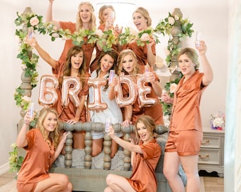 Bridesmaid Pajamas*Bridesmaid PJs*Bridesmaid Sleepwear*Pajamas PJs Shorts*Personalized  Satin Silk Pajamas *Custom Bridal Pajamas Spa Party