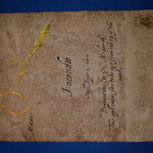 Crucio Spell Sheet with gold leaf prop. Harry Potter Replica 