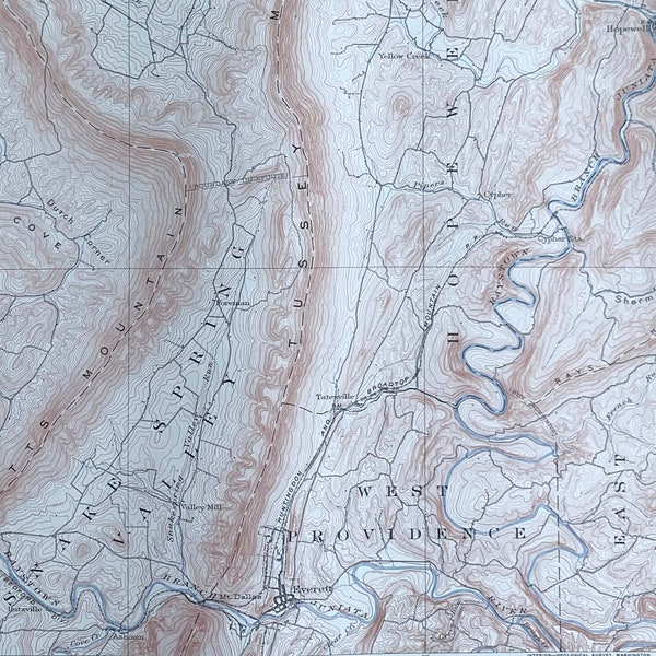 Vintage Everett Pennsylvania 1900 Survey Map | Bedford County, Hopewell, Bloomfield, Woodsbury | Unique Wall Art