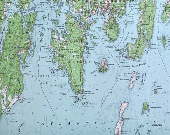 Vintage Boothbay, Maine 1957 Survey Map Lincoln County, East Boothbay