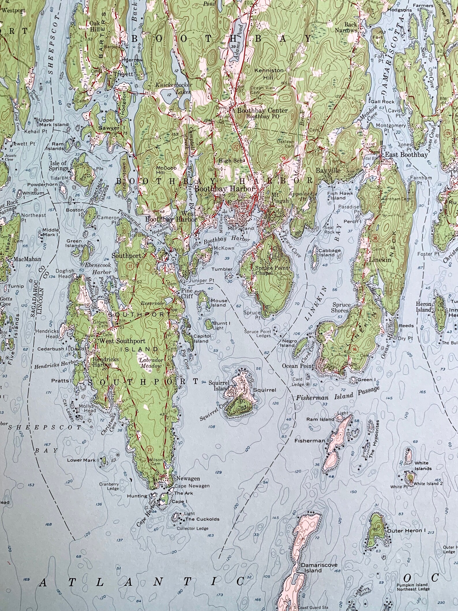 Vintage Boothbay Maine 1957 Survey Map Lincoln County East Etsy