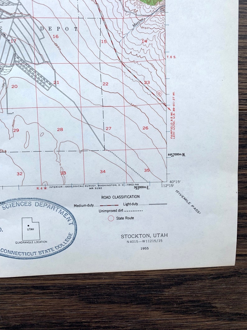 Vintage Stockton Utah 1955 Survey Map Rush Valley Tooele - Etsy