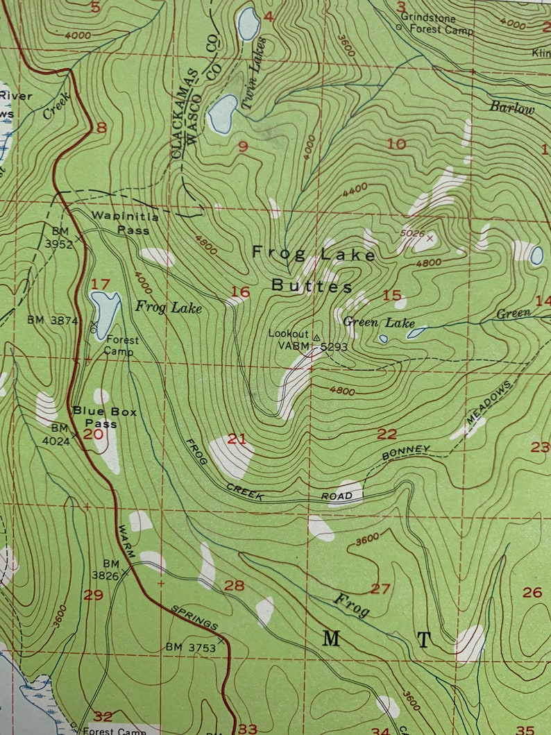 Vintage Mt Hood National Forest 1956 Survey Map | White River, Mount ...