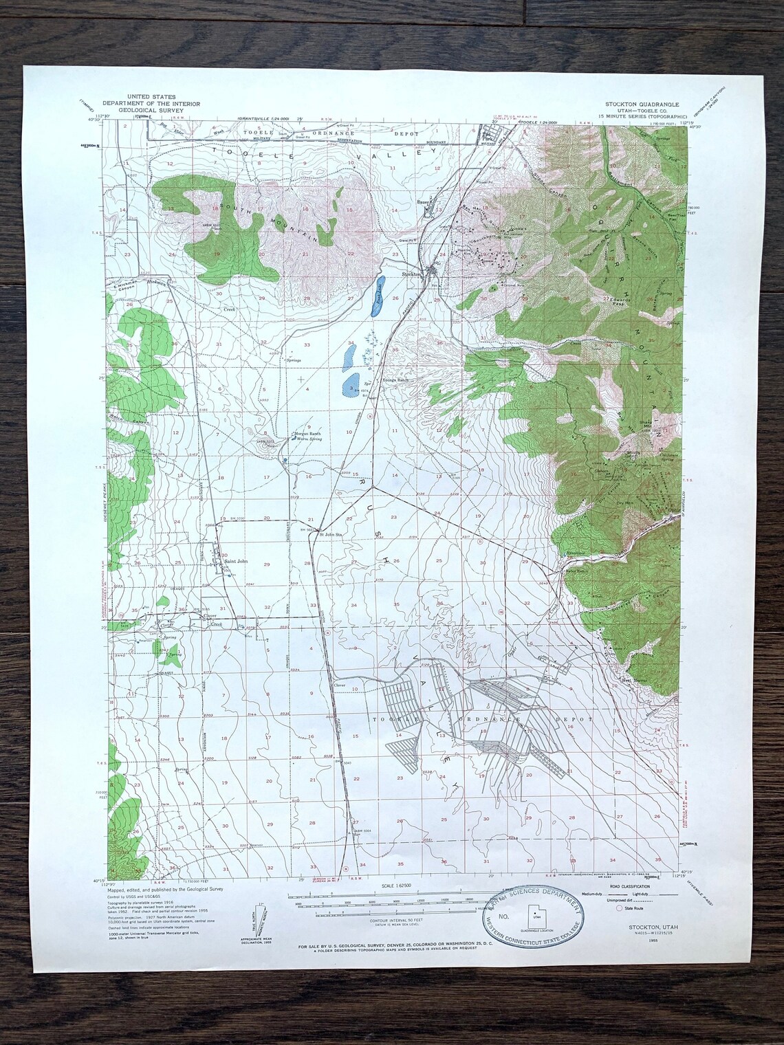 Vintage Stockton Utah 1955 Survey Map Rush Valley Tooele Etsy