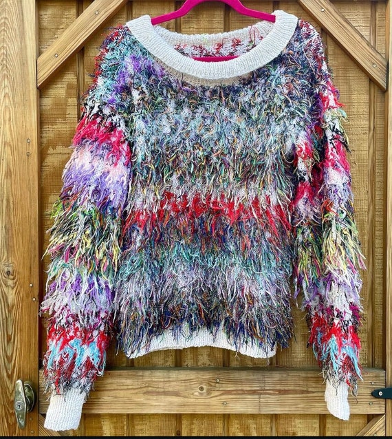 Incredible 1980’s multicolor shag sweater